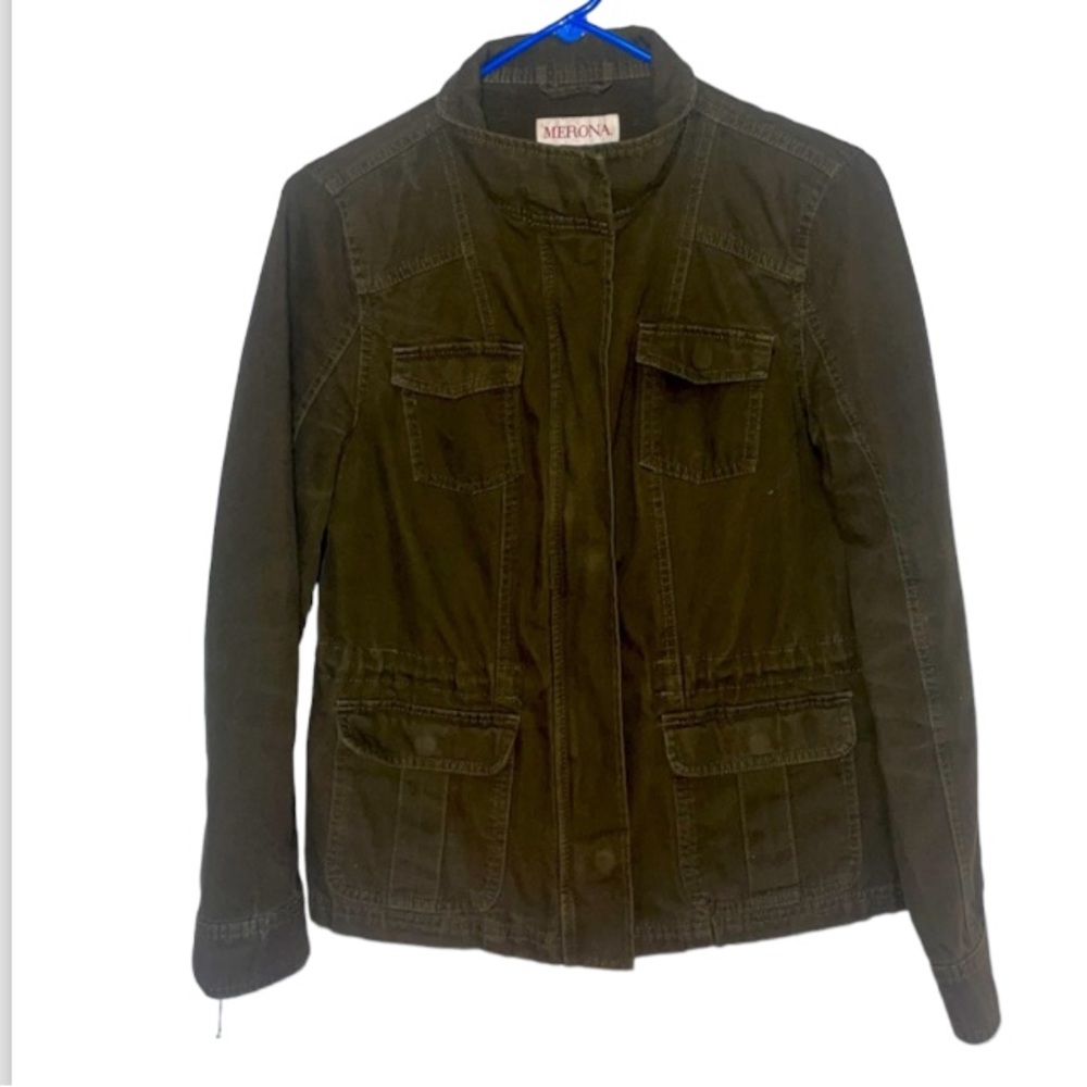 ⚜️ ARMY GREEN JACKET ZIPPER & BUTTON DOWN WITH DRAW STRING WAIST